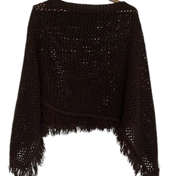 ZN Knitted Poncho One Size Sleeveless Pullover Brown - Picture 1 of 5